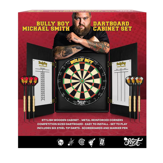 Shot Bully Boy Michael Smith Dartboard Cabinet Set
