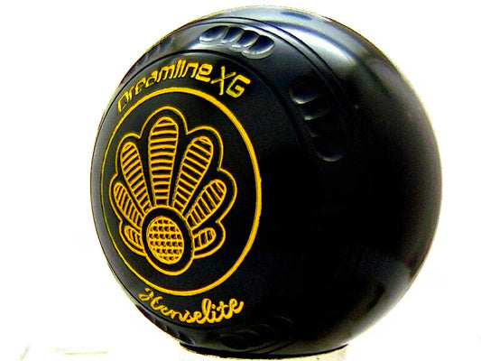 Henselite Dreamline XG Black Lawn Bowls Set - SIZE 4 (Black/Yellow)