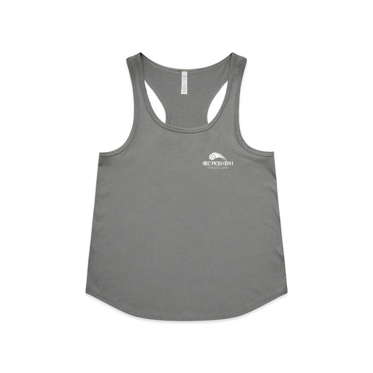 Hibiscus Coast Pickleball Maple Active Blend Racerback Singlet - Ladies - Grey Marle - With Small White Logo