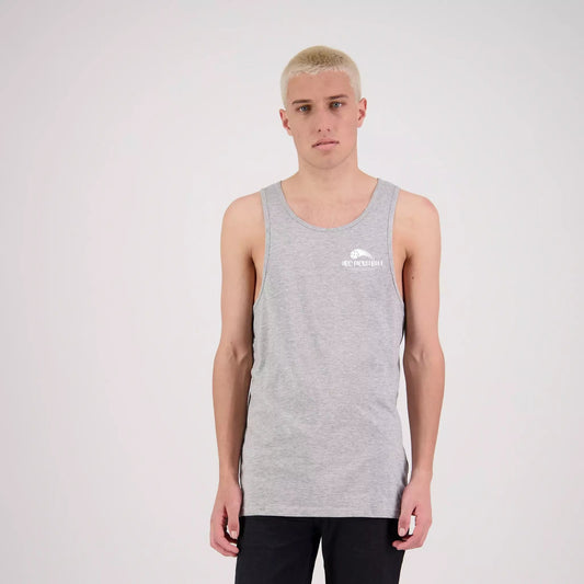 Hibiscus Coast Pickleball Concept Lifestyle Singlet - Mens - Grey Marle with Small White Logo