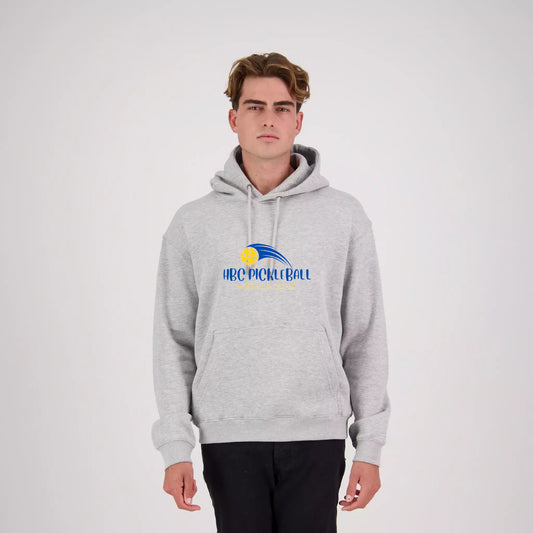 Hibiscus Coast Pickleball Origin Hoodie - Mens - Grey Marle with Large Coloured Logo