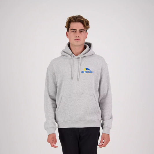 Hibiscus Coast Pickleball Origin Hoodie - Mens - Grey Marle with Small Coloured Logo