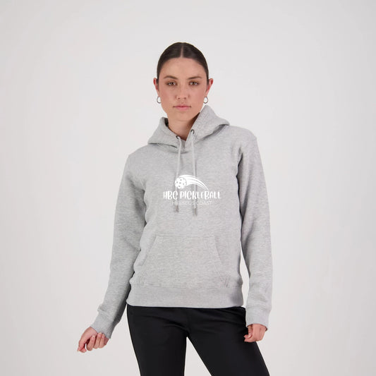 Hibiscus Coast Pickleball Origin Hoodie - Ladies - Grey Marle with Large White Logo