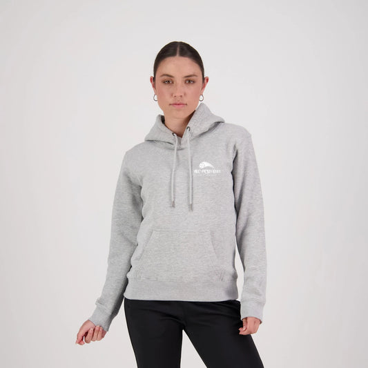 Hibiscus Coast Pickleball Origin Hoodie - Ladies - Grey Marle with Small White Logo