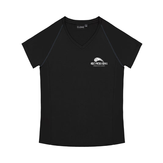 Hibiscus Coast Pickleball XT Performance Playing Shirt - Ladies - Black - With Small White Logo