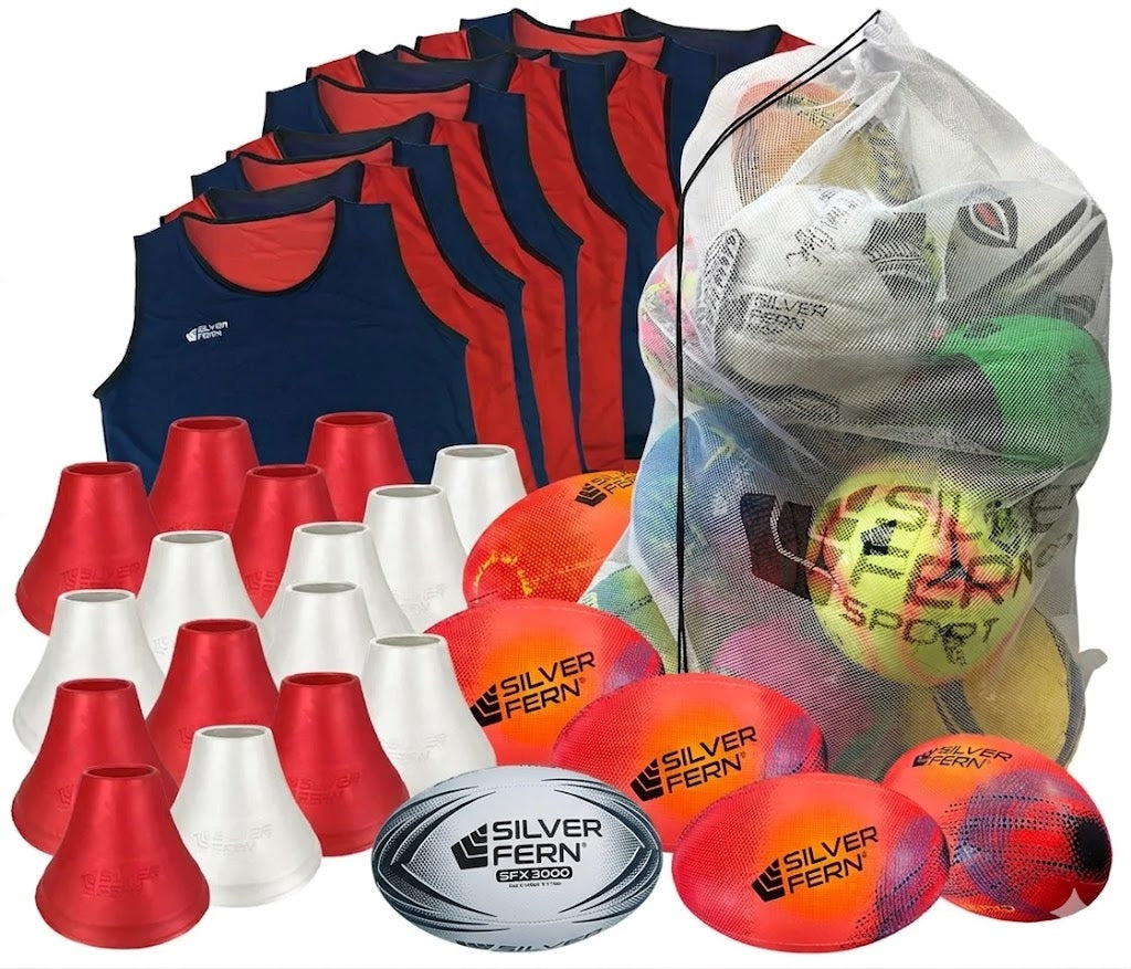 Silver Fern Rugby Ball & Bib Pack