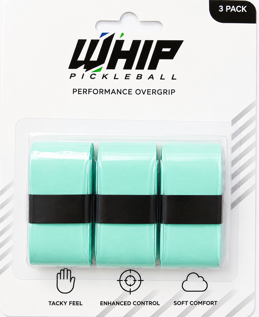 WHIP Pickleball Overgrip 3 Pack - Mint | Tacky, Soft & Sweat Absorbent