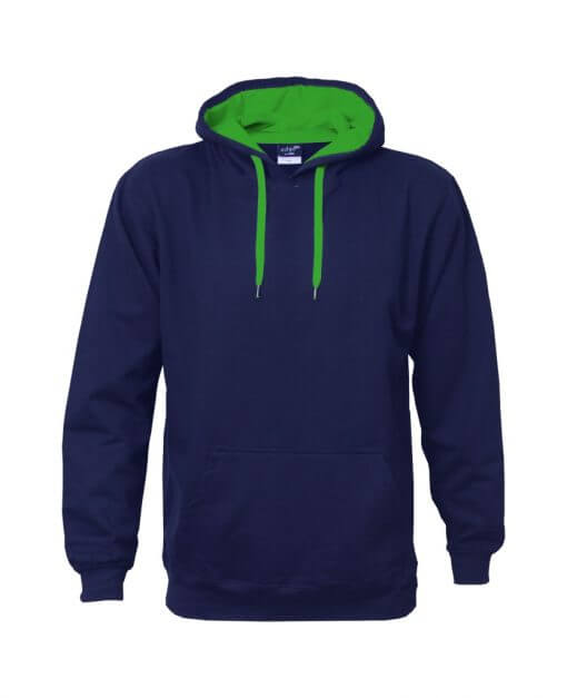 Contrast Hoodie Navy Green