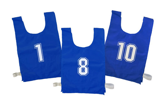 Numbered Sports Bibs Set of 10 - Blue (4 Sizes Available) **XLarge Blue**