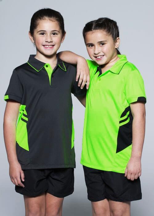 tasman-polo-kids-fluro-yellow-black