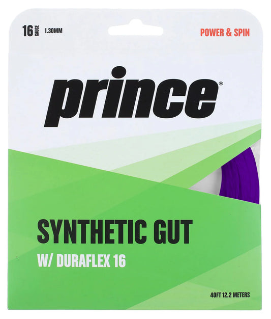 Prince Synthetic Gut w/Duraflex 16g Tennis String - Black