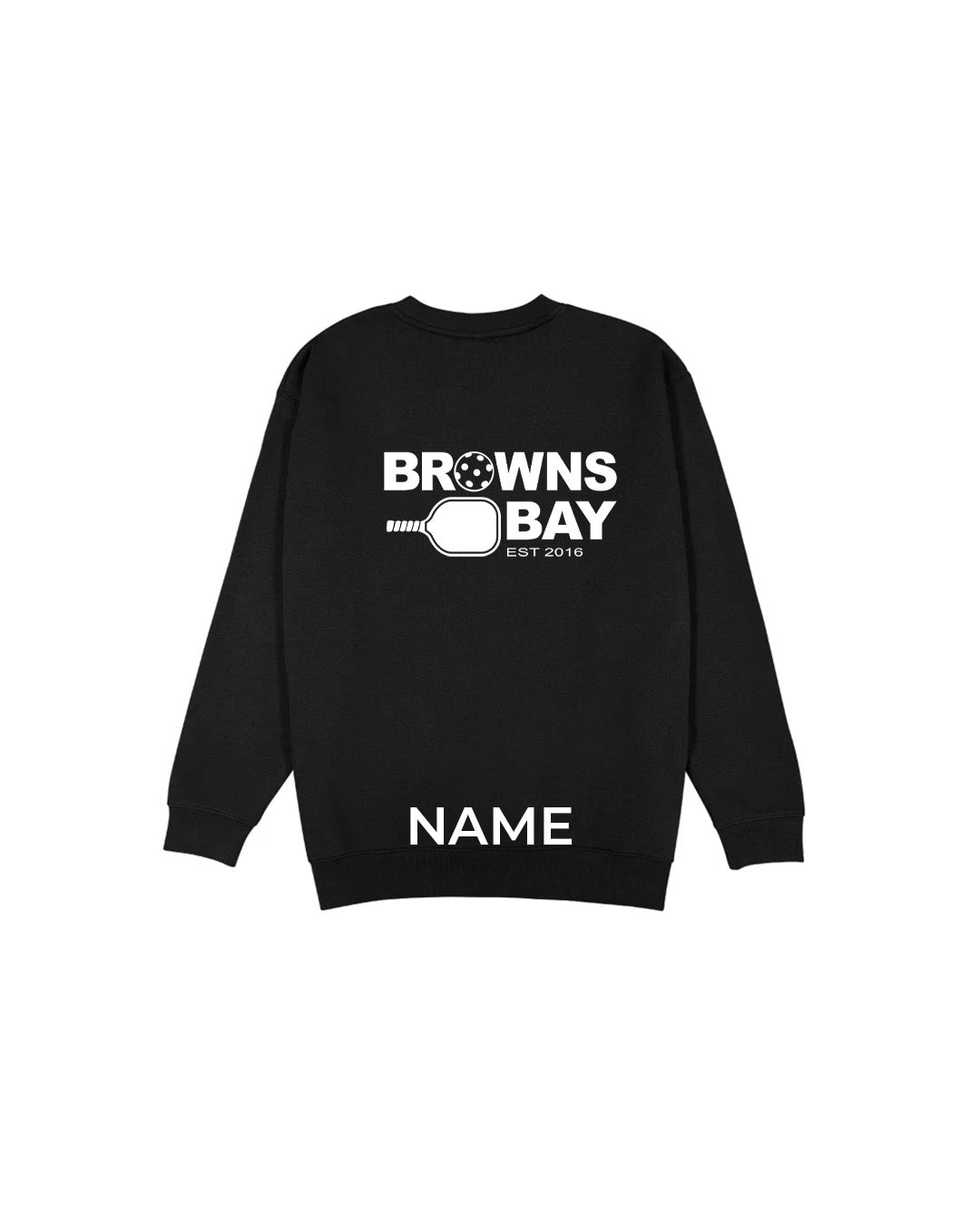 Browns Bay Pickleball Crew Neck Sweat - Black - Mens - WITH NAME