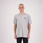 Hibiscus Coast Pickleball Outline Lifestyle T-Shirt - Mens - Grey Marle with Small Coloured Logo