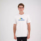 Hibiscus Coast Pickleball Outline Lifestyle T-Shirt - Mens - White with Large Coloured Logo