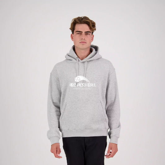 Hibiscus Coast Pickleball Origin Hoodie - Mens - Grey Marle with Large White Logo