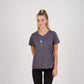 Hibiscus Coast Pickleball XT Performance Playing Shirt - Ladies - Dark Grey - With Large Coloured Logo