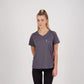 Hibiscus Coast Pickleball XT Performance Playing Shirt - Ladies - Dark Grey - With Small Coloured Logo