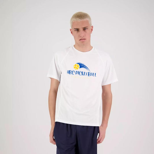 Hibiscus Coast Pickleball XT Performance Playing Shirt - Mens - White - With Large Coloured Logo