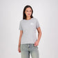 Hibiscus Coast Pickleball Silhouette T-Shirt V2 - Ladies - Grey Marle - With Small White Logo