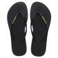 Havaianas Slim Logo Metallic Flip Flops - Ladies Black/Gold