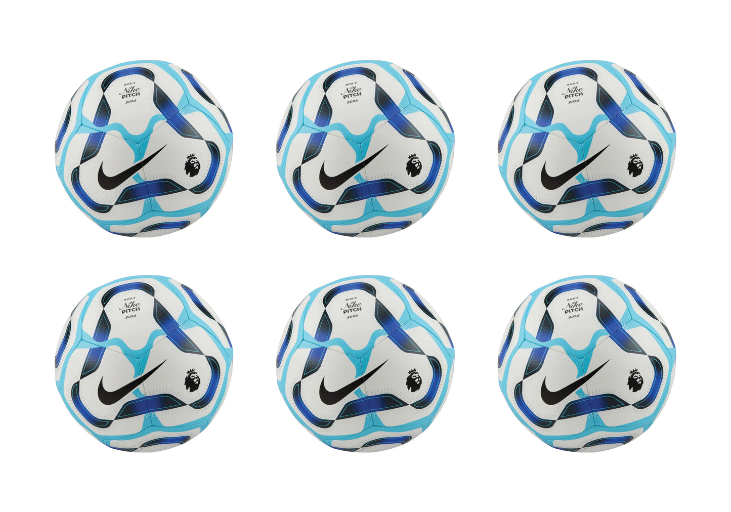 Nike EPL Pitch Football 25 - White/Racer Blue/Lagoon Pulse/Black - 6 Pack