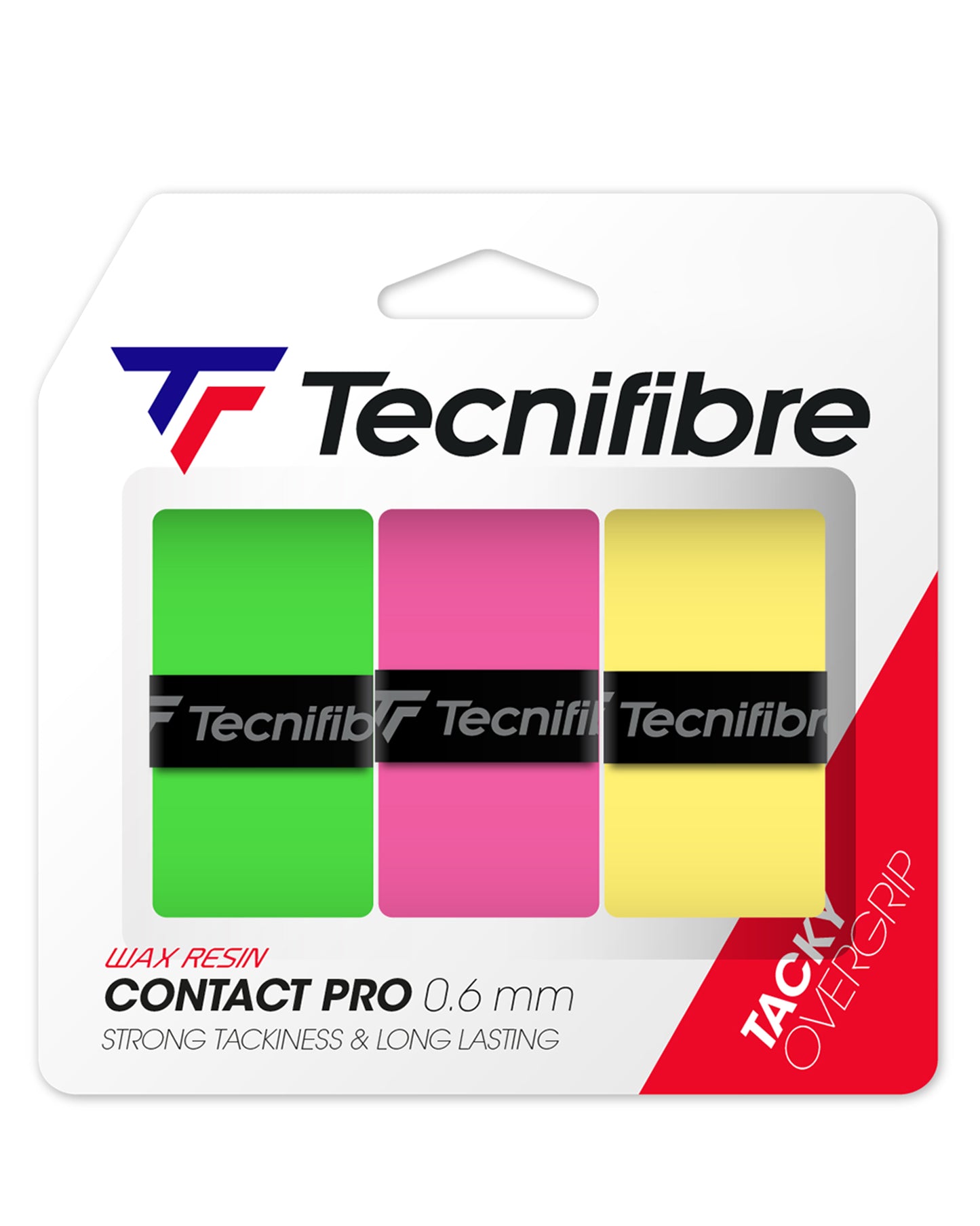 Tecnifibre Contact Pro 3 Pack Overgrip (3 Pack, Neon)