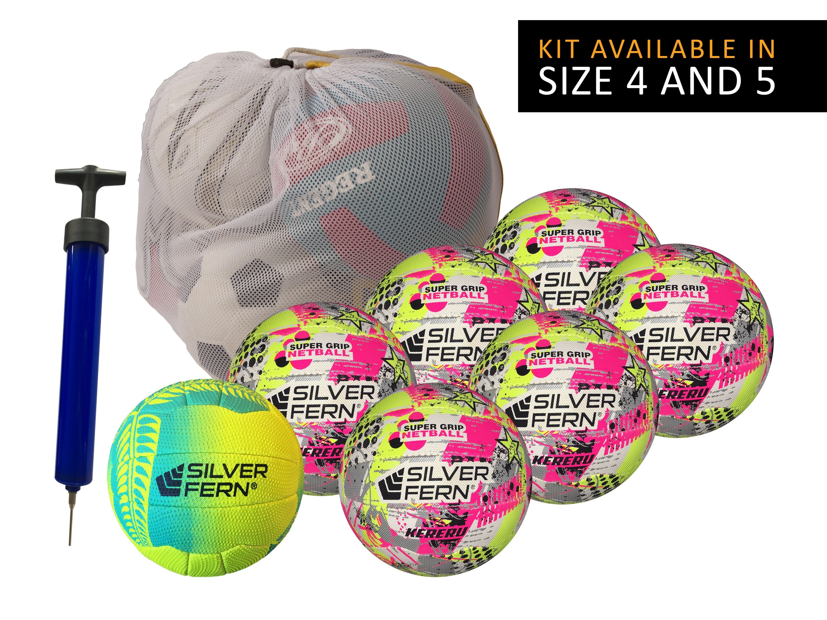 Netball Training Pack (7 Balls + Pump + Carry Bag) – Silver Fern ...