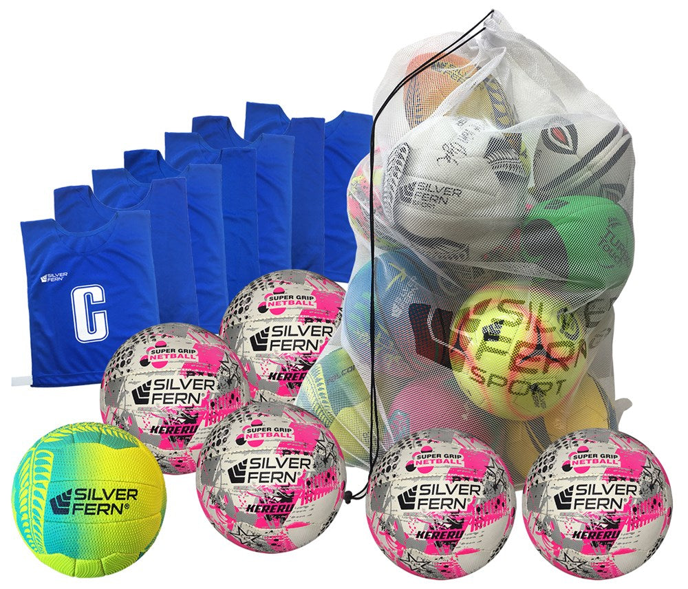 Silver Fern Netball Ball & Bib Pack