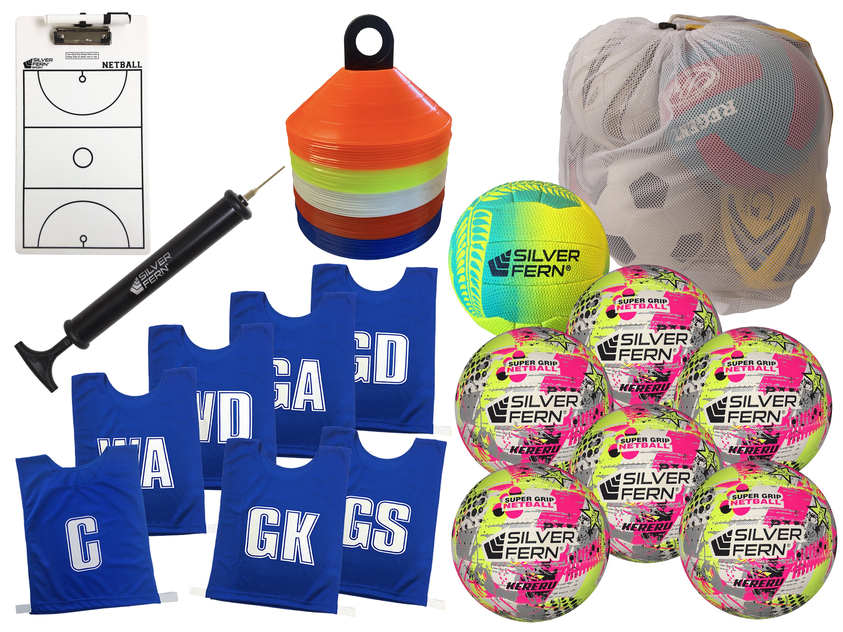 Netball Complete Coaching Pack (Balls, Bibs + Equipment) – Silver Fern ...