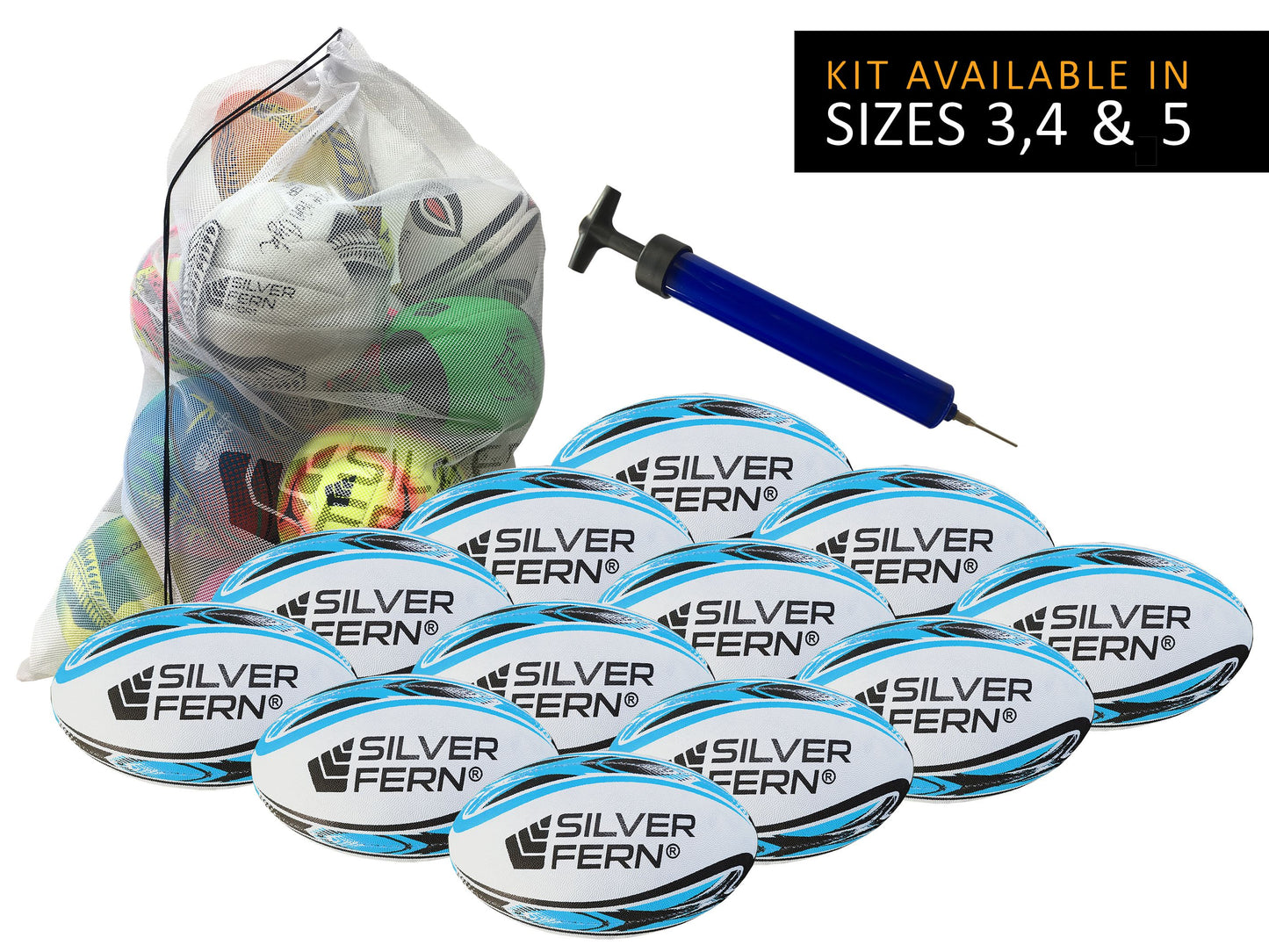 Silver Fern Rugby League Ball Kit - 12 Ball