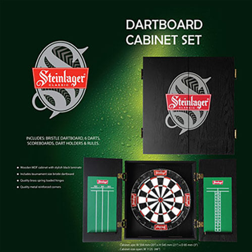 Steinlager Dart Board Cabinet Set Web 2